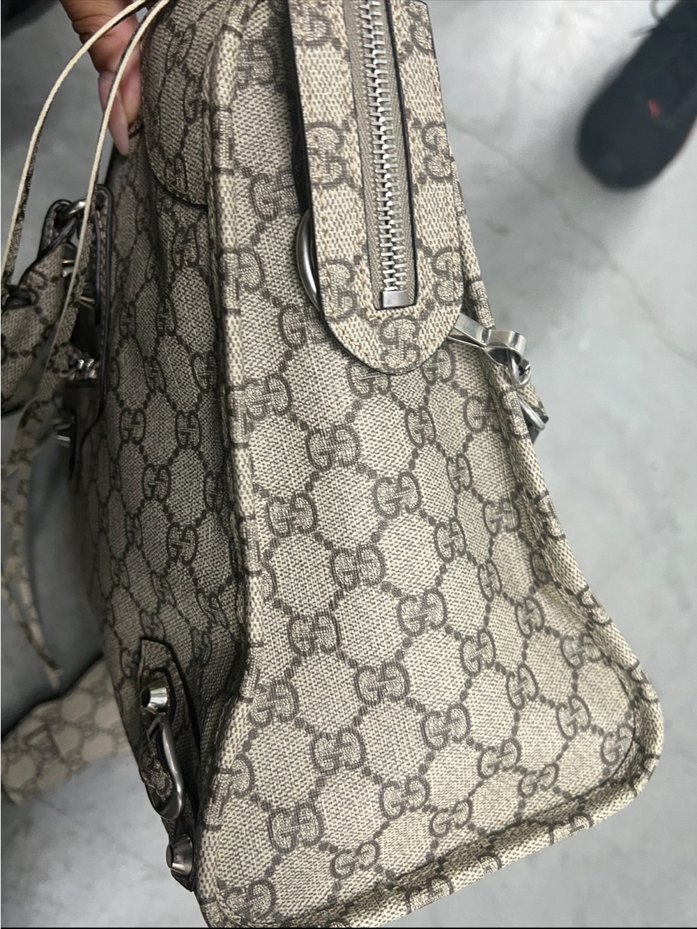 Balenciaga X Gucci GG Supreme Beige Ebony Monogram Neo Classic City Bag. - Picture 3 of 6